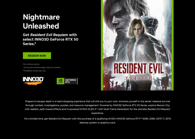 Kup kartę graficzną INNO3D RTX 50 i zmierz się z koszmarem w Resident Evil Requiem