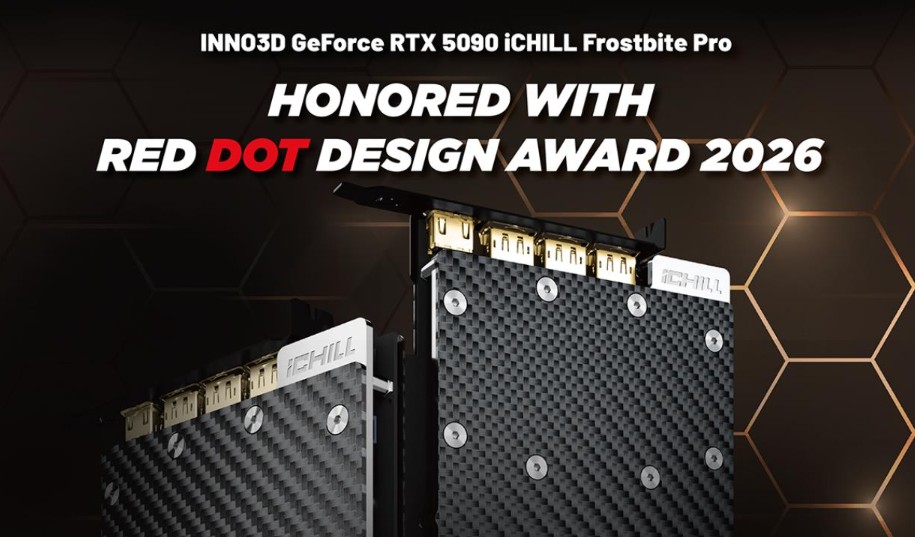 INNO3D GeForce RTX 5090 FROSTBITE PRO z nagrodą Red Dot Design Award 2026